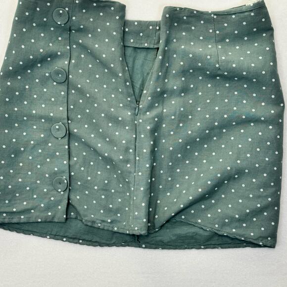 MNG Basics Mango Nordstrom Macy's Linen Blend Blue White Dot Button Skirt XS - Picture 8 of 8